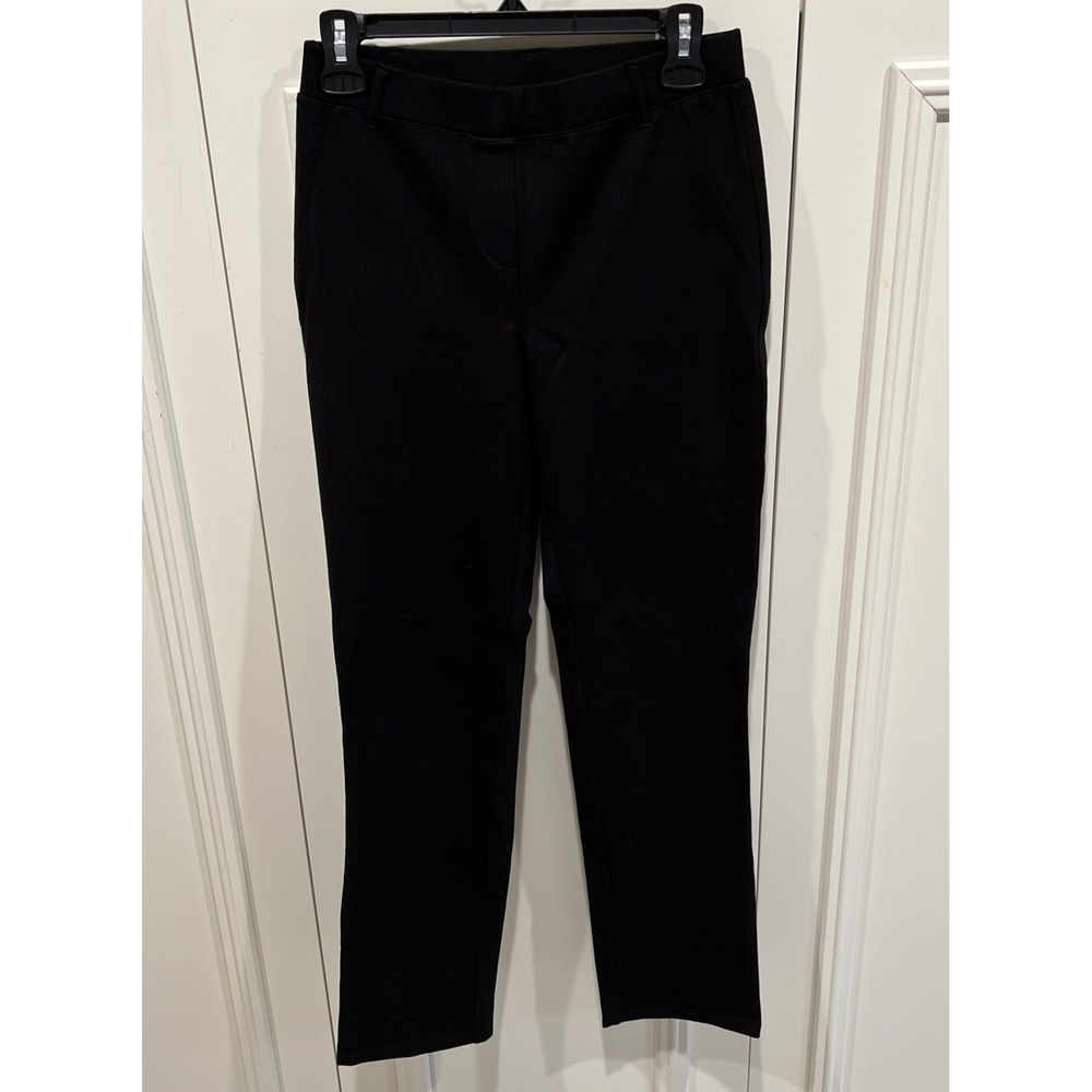 Quince Womens Ultra-Stretch Ponte Straight Leg Pants Black Pull On Capsule